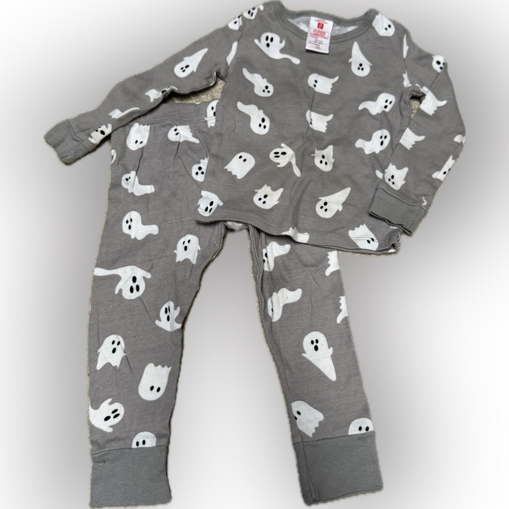 Gray Ghost Print Pajama Set